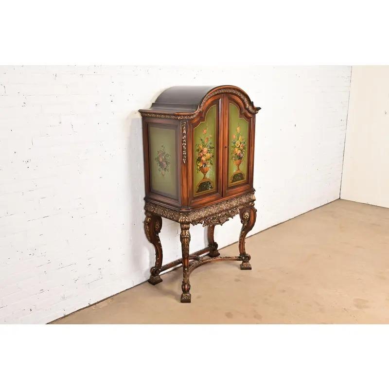 Antico mobile bar giacobino dipinto a mano in stile Berkey & Gay, circa anni '20 In condizioni buone in vendita a South Bend, IN