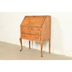 Berkey & Gay Style Antique Victorian Tiger Oak Slant Front Secretary Desk, Circa