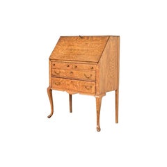 Berkey & Gay Style Antique Victorian Tiger Oak Slant Front Secretary Desk, Circa