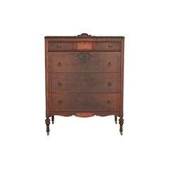 Berkey & Gay Style French Regency Carved Walnut Highboy Dresser, Circa 1920s