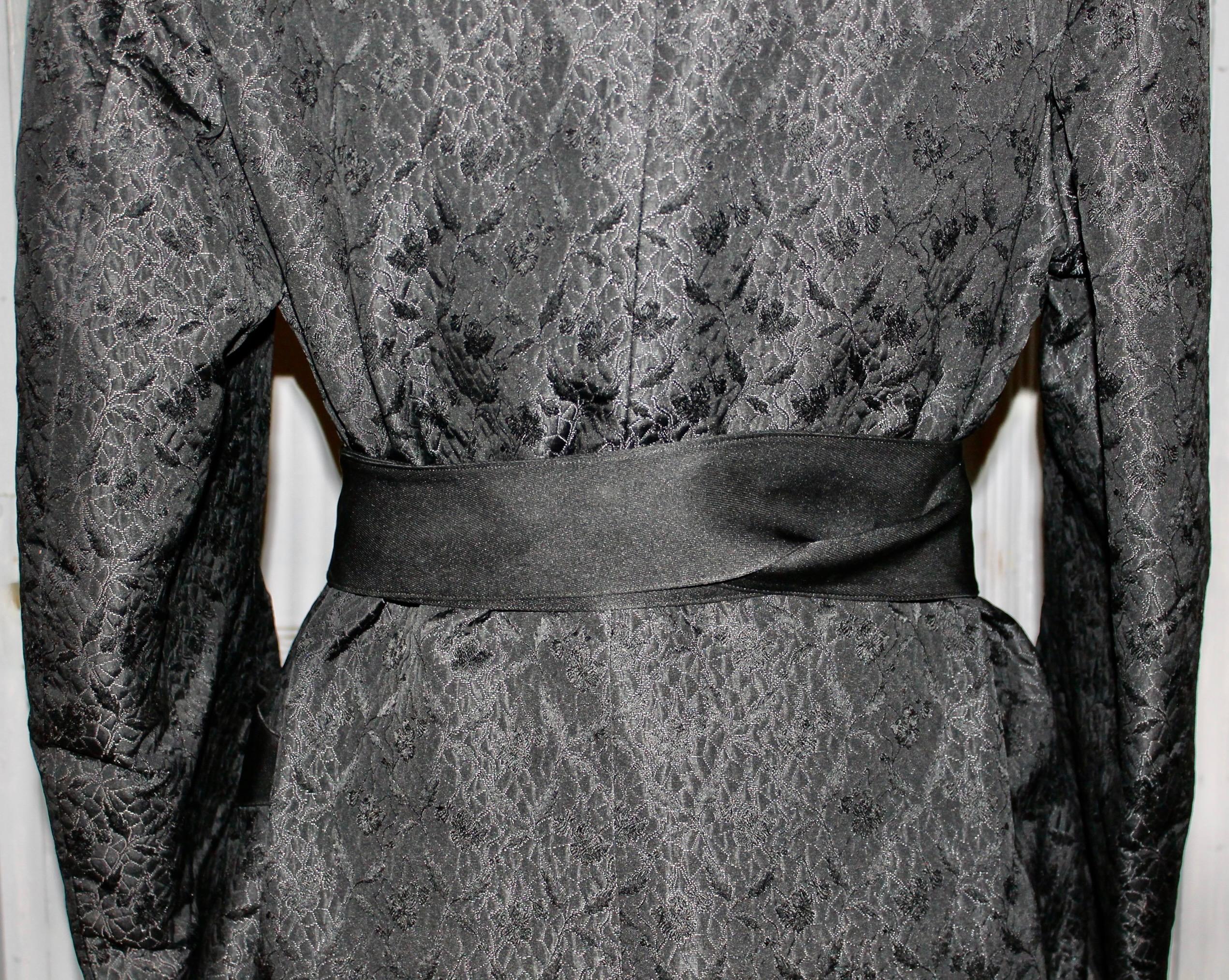 Black Berkey Merwin Silk Brocade Smoking Coat 1923 For Sale
