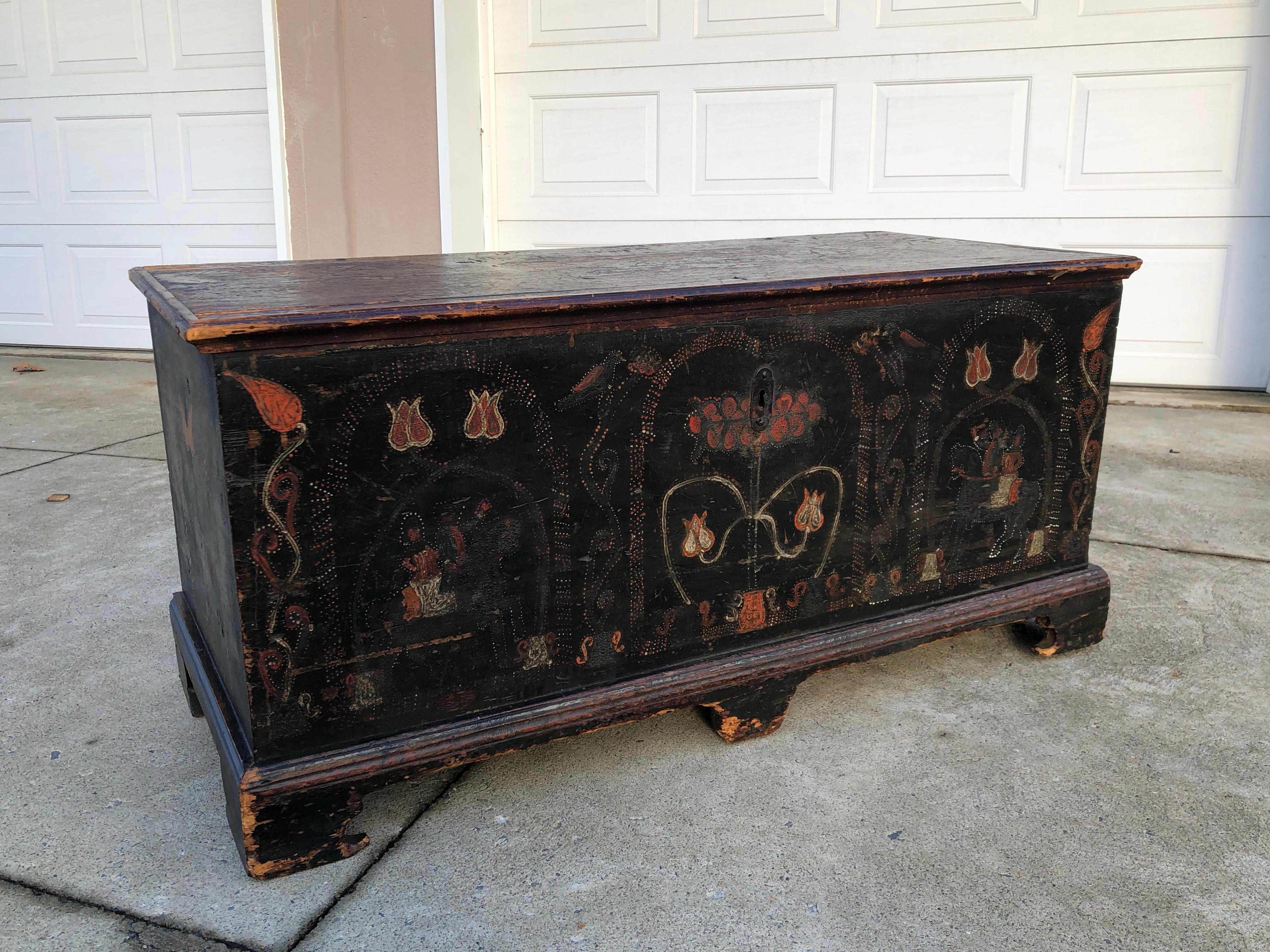 Berks County Horse and Rider Painted Blanket Chest, circa 1780 For Sale 10
