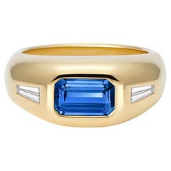Berlin: 3.16ct Gypsy Set Sapphire and Diamond Ring 18k Yellow Gold