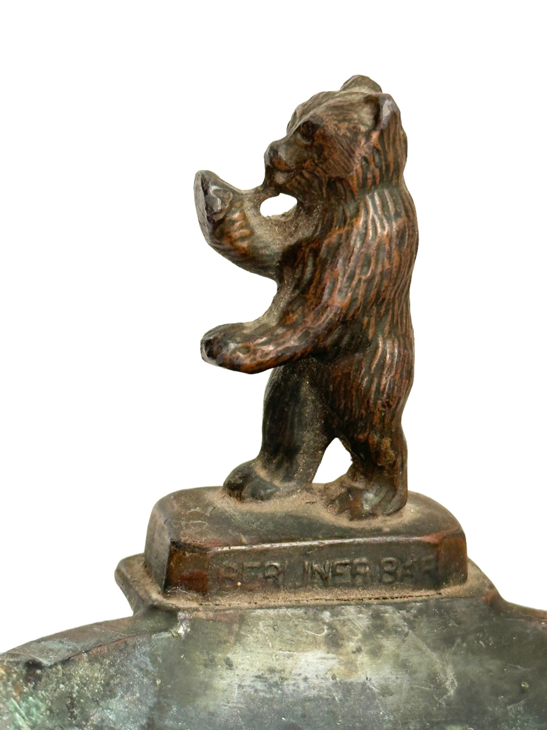 Metal Berlin Bear Souvenir Statue Building Ashtray Vintage, German, 1930s For Sale