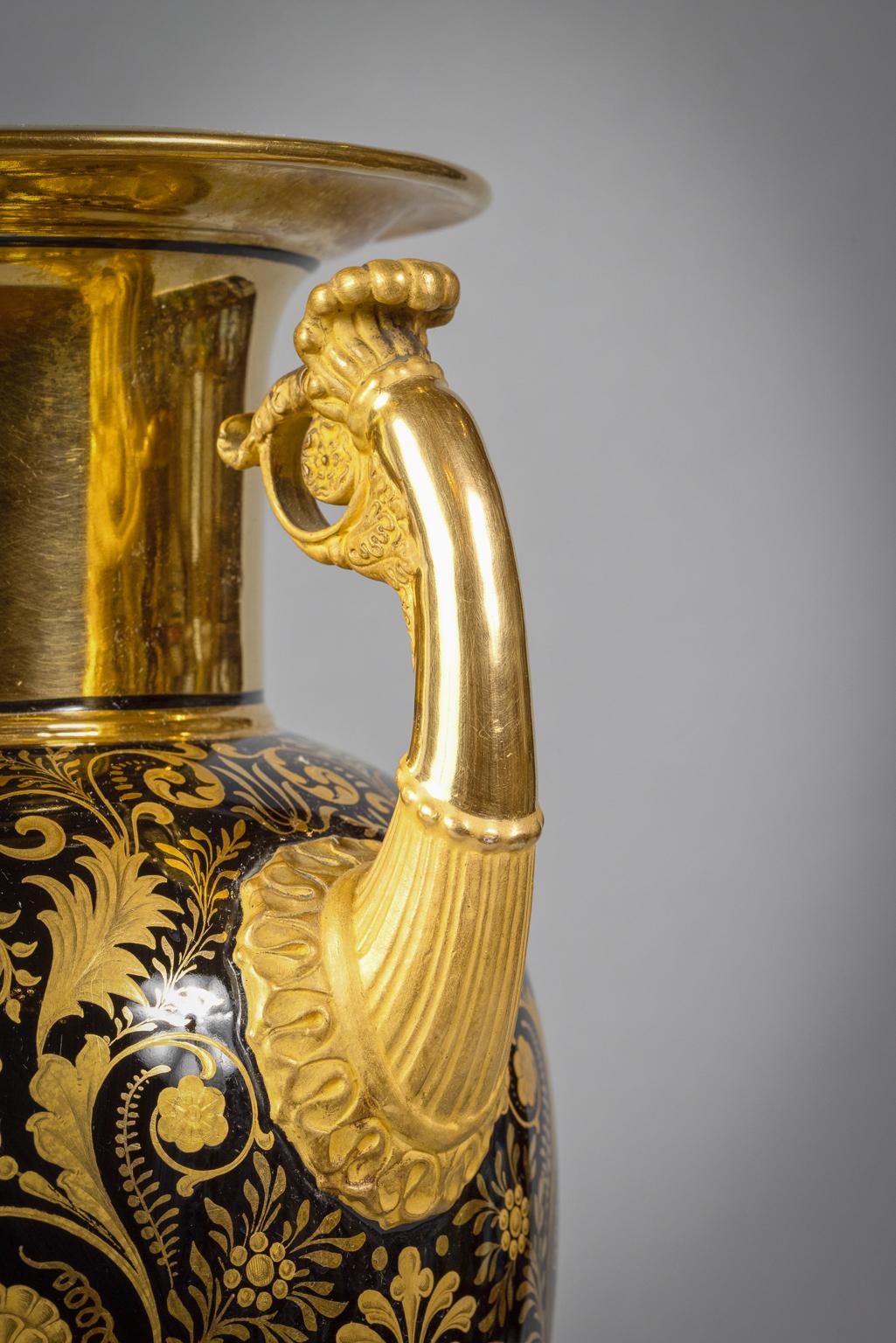German Berlin Blue and Gold Vase Mounted as Lamp, circa 1820 For Sale