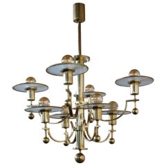 Berlin Deko Eight-Light Brass Chandelier by Franz Haegele for Schwintzer & Gräff
