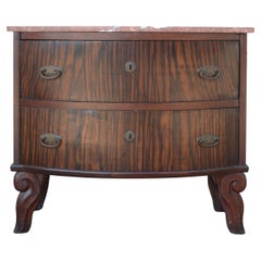 Berlin Deko Makassar and Red Marble Chest of Drawers with Sculptured Feet