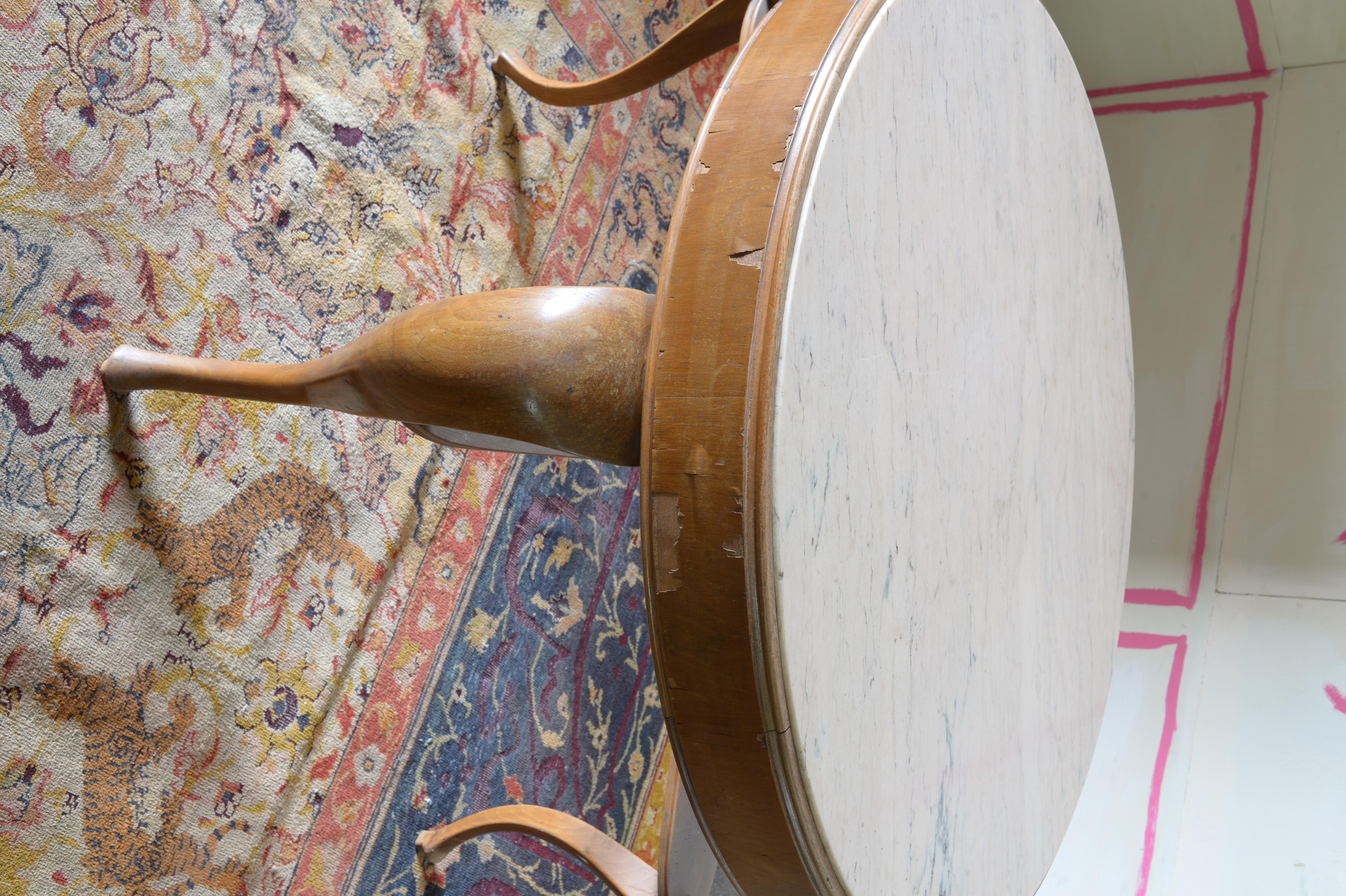 Sculptural Berlin Deko Marble Top Expressionist Center Table, Attributed to Else Wenz-Viëtor, Circa 1924
This center table embodies the bold vision of Berlin Deko expressionism, attributed to German designer Else Wenz-Viëtor. The striking pink