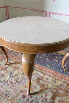 Berlin Deko Marble Top Expressionist Center Table with Curved Legs