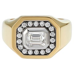 Bague Berlin en or jaune 18 carats avec diamants de 0,90 carat certifiés GIA 