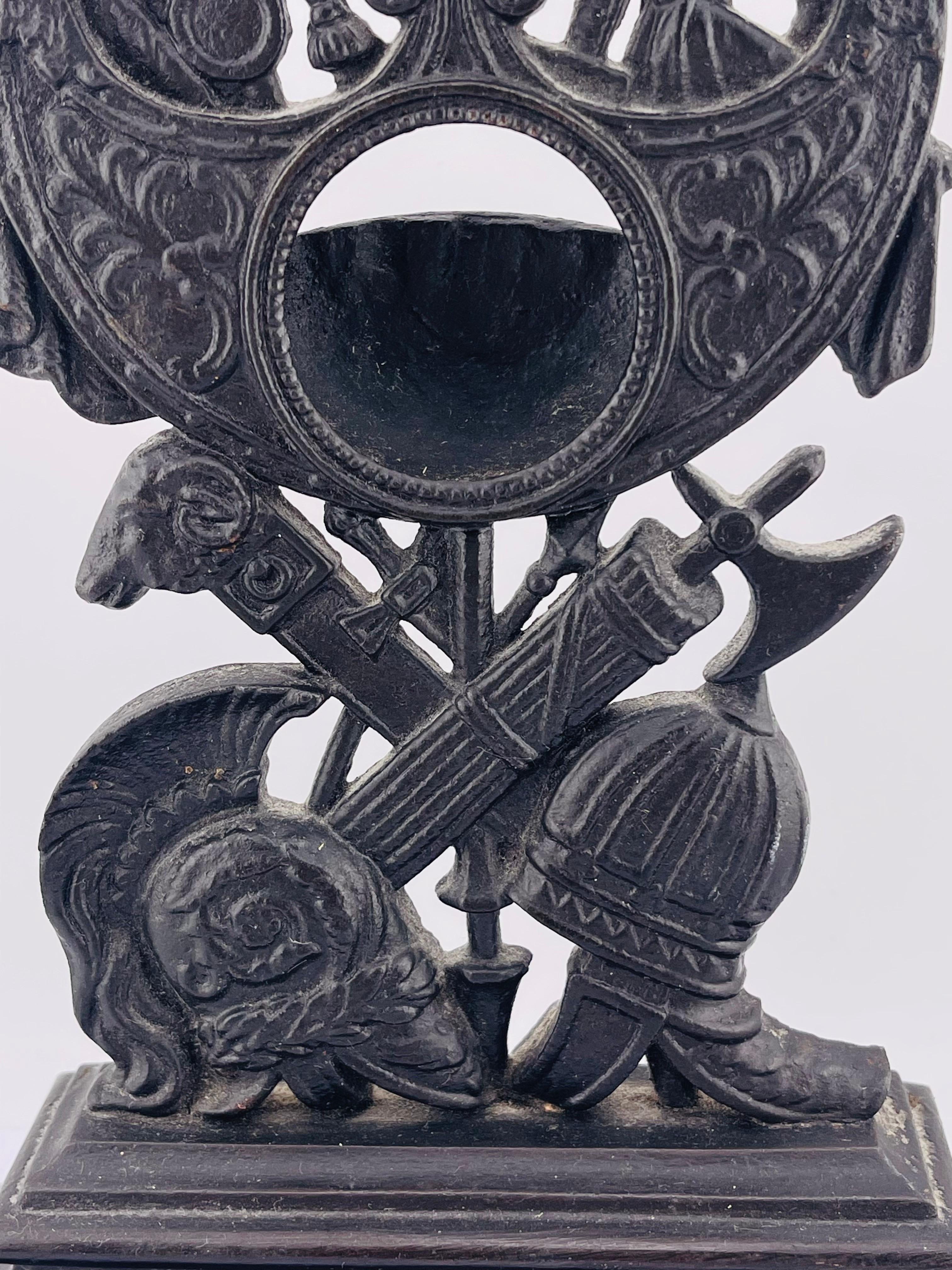 Hand-Crafted berlin iron Heraldic POCKET Watch HOLDER German 1860 ROMAN Empire Helmets Lions