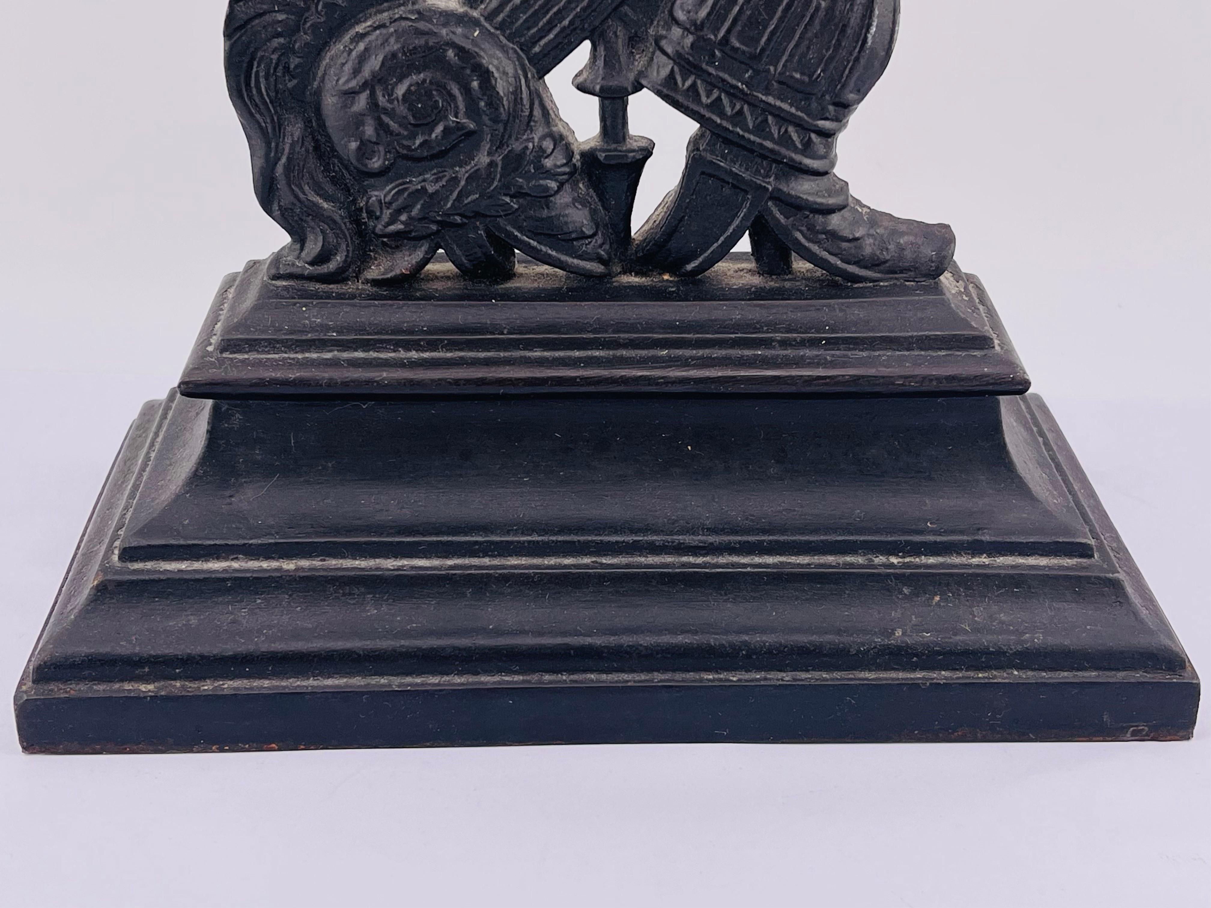 Late 19th Century berlin iron Heraldic POCKET Watch HOLDER German 1860 ROMAN Empire Helmets Lions