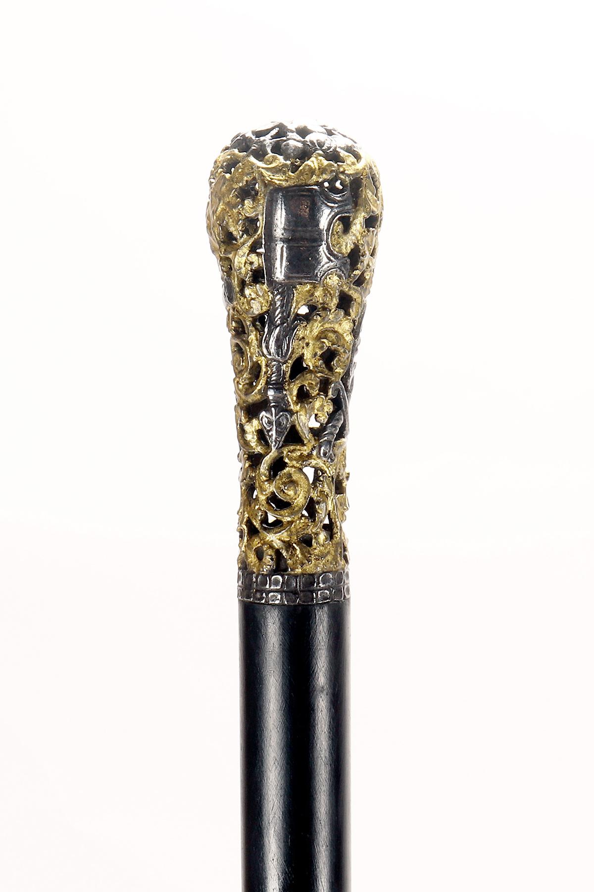 Bastón de hierro berlinés que representa partes de armaduras, Alemania, 1800. siglo XIX en venta