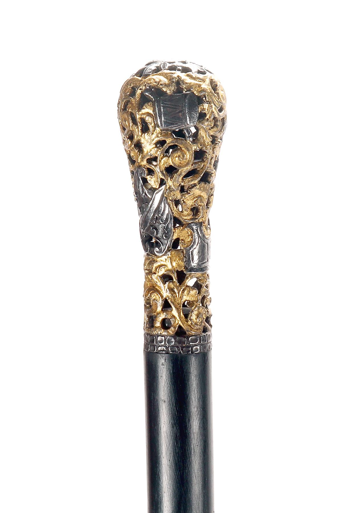 Bastón de hierro berlinés que representa partes de armaduras, Alemania, 1800. en venta 1