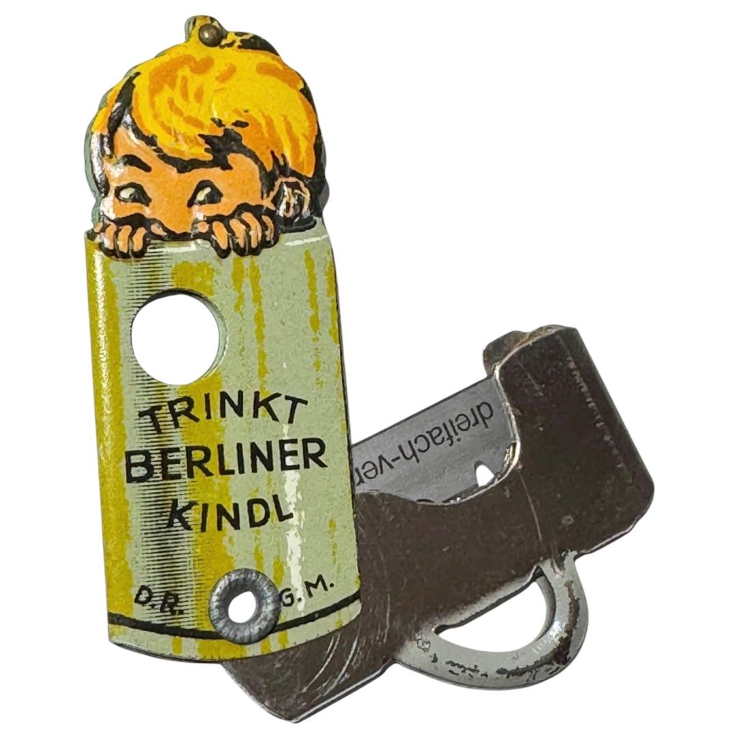 Metal Berlin Kindl Beer Advertising Pocket Cigar Cutter Antique, German, 1930s For Sale