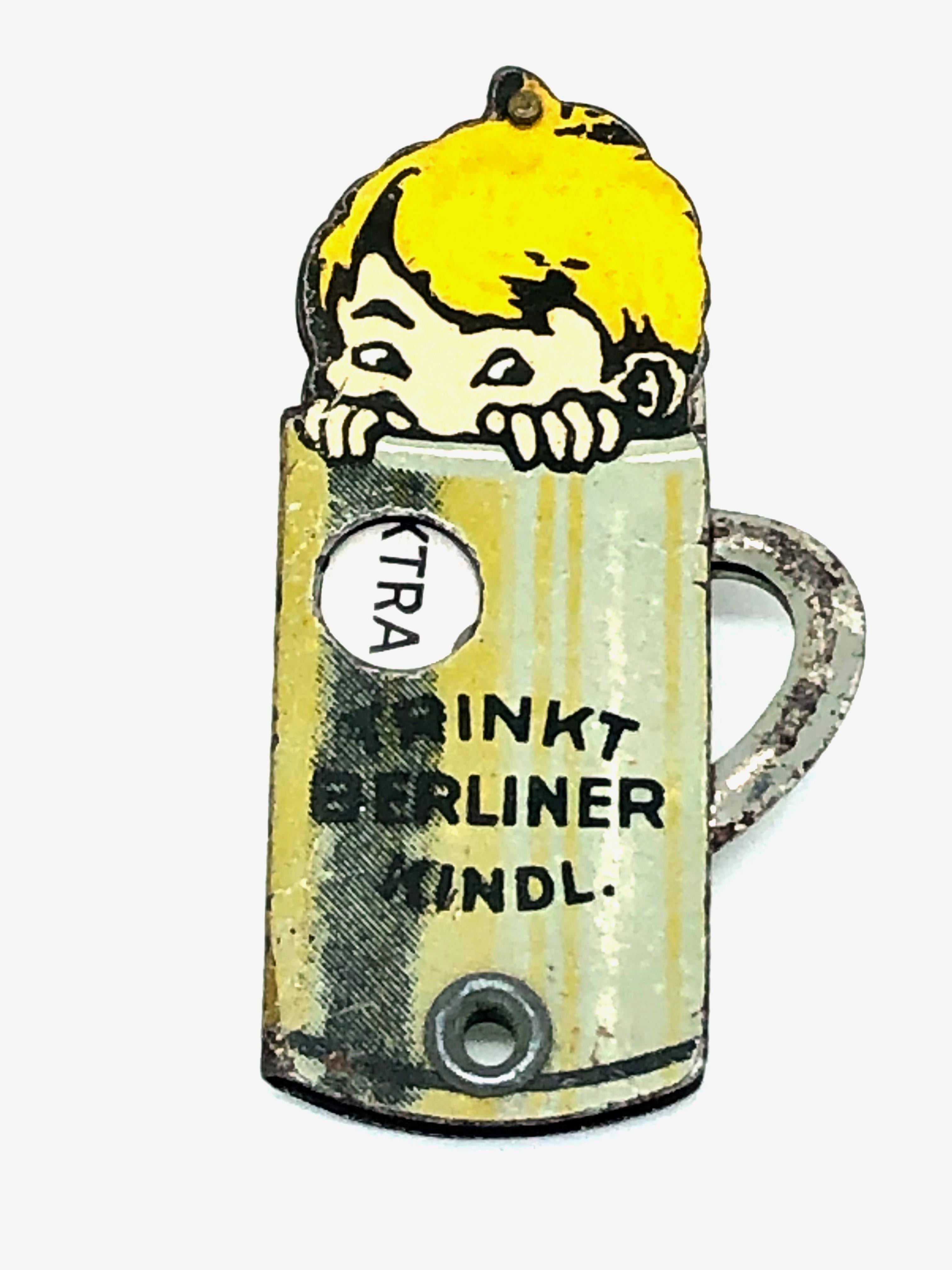 Cuillère à cigares de poche pour enfant Berlin Kindl Child Advertising Pocket Antique, allemande, années 1930 Bon état - En vente à Nuernberg, DE