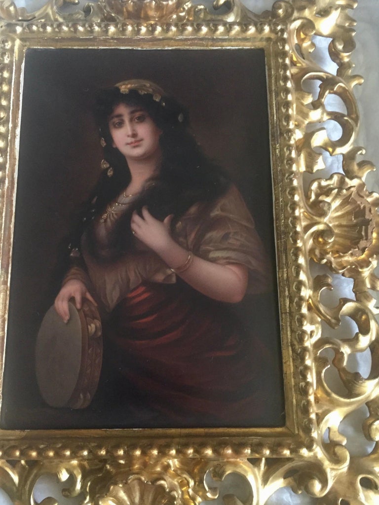 19th Century Berlin KPM Hand Painted Porcelain Plaque 'Gypsy Queen