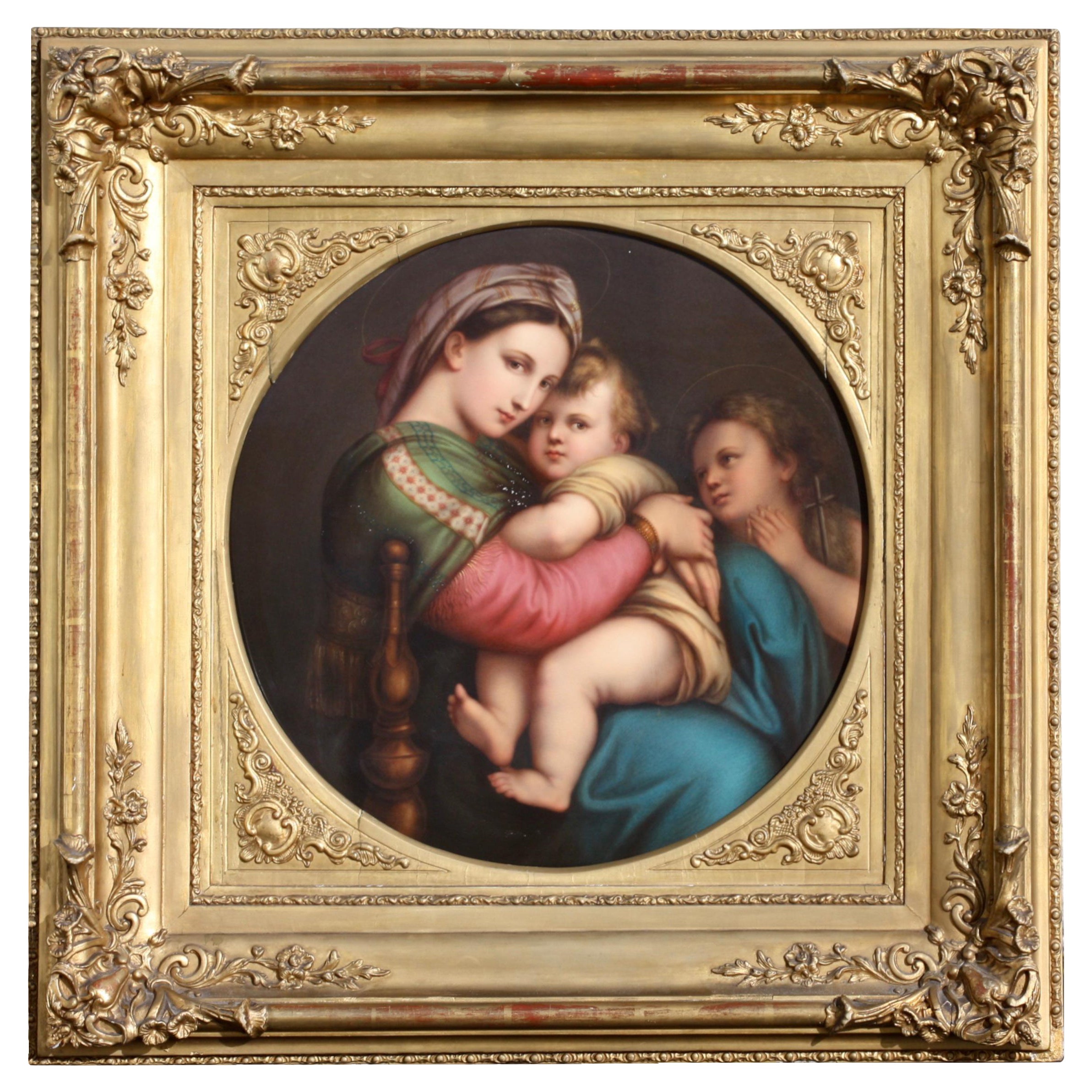 Berlin 'K.P.M.' Bemalte Porzellanplakette „Madonna“ aus Berlin