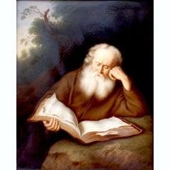 Plaque en porcelaine de Berlin K.P.M. "Der Eremit" "L'Ermite" d'après Salomon Koninck