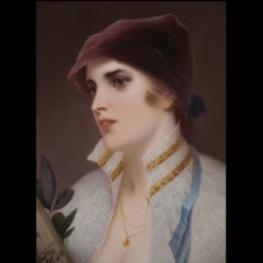 Berlin (KPM) Porcelain Plaque Of A Young Woman, In a Giltwood Frame