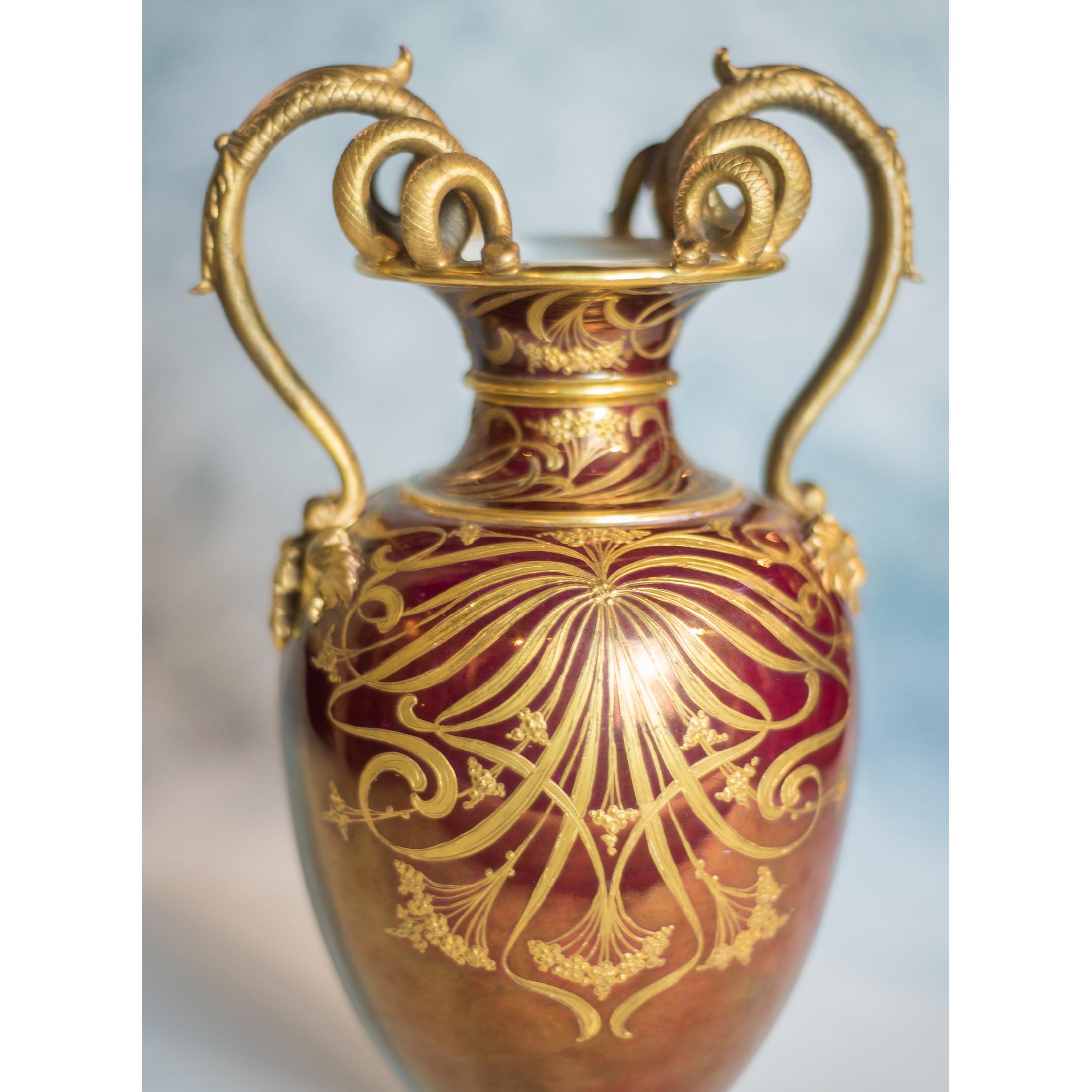 German Berlin KPM Portrait Porcelain 'Orientalin' Two-Handle Vase For Sale