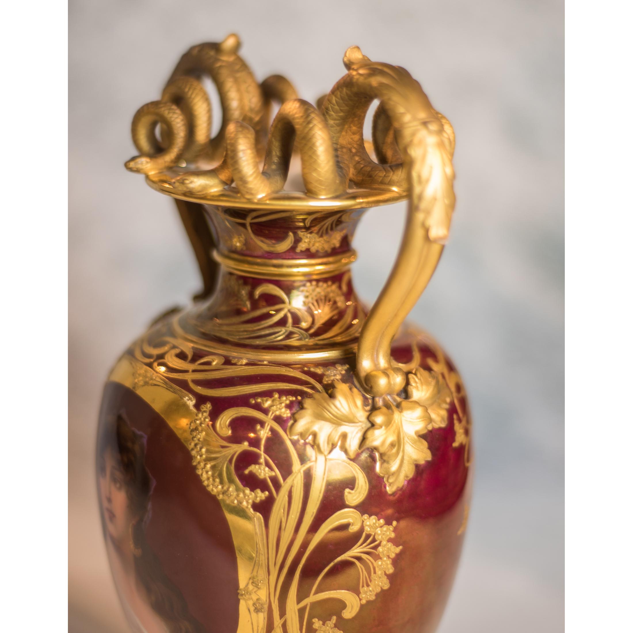 Hand-Painted Berlin KPM Portrait Porcelain 'Orientalin' Two-Handle Vase For Sale