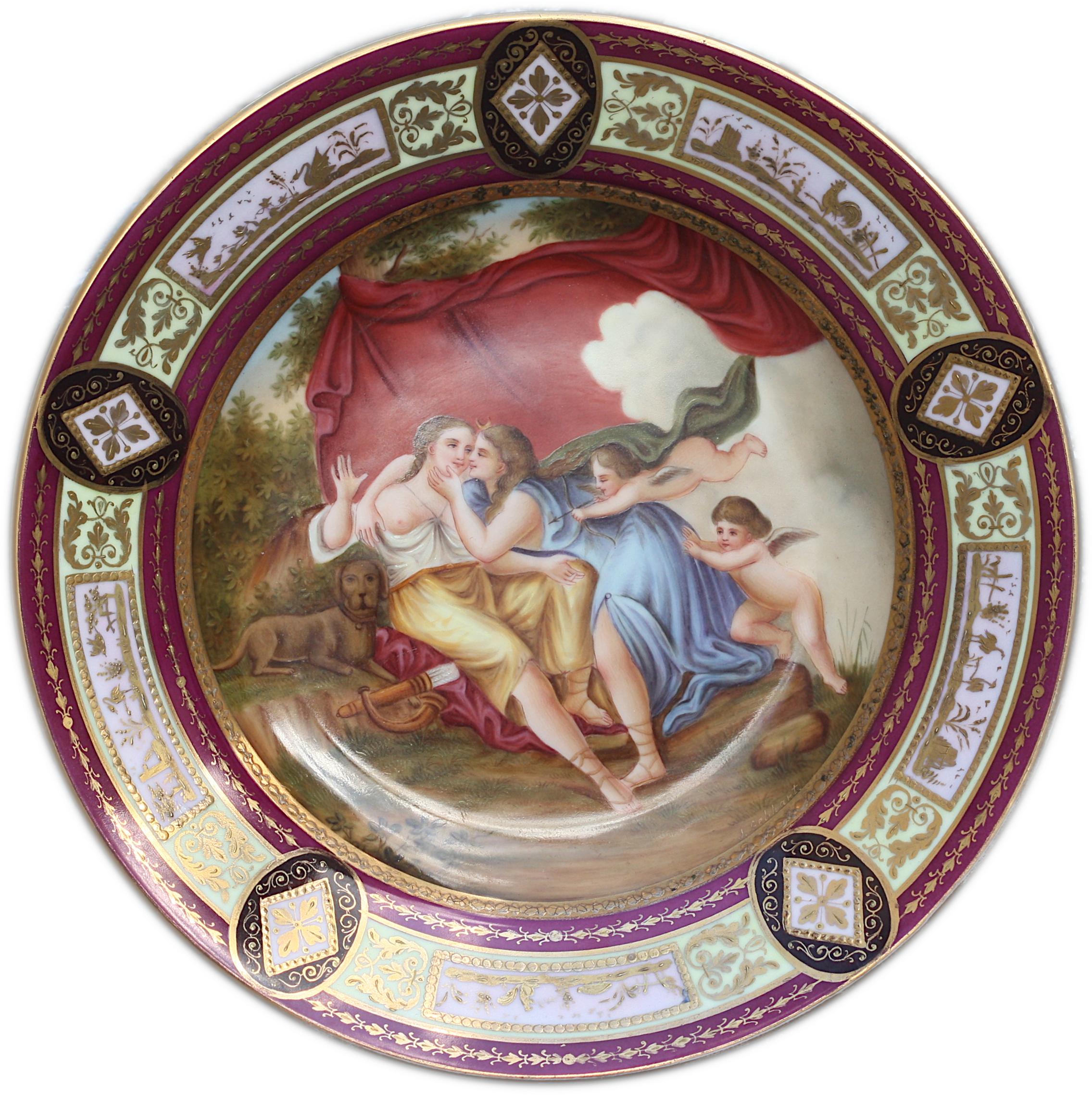 20th Century Berlin Painted and Parcel Gilt Porcelain Cabinet Plate  For Sale