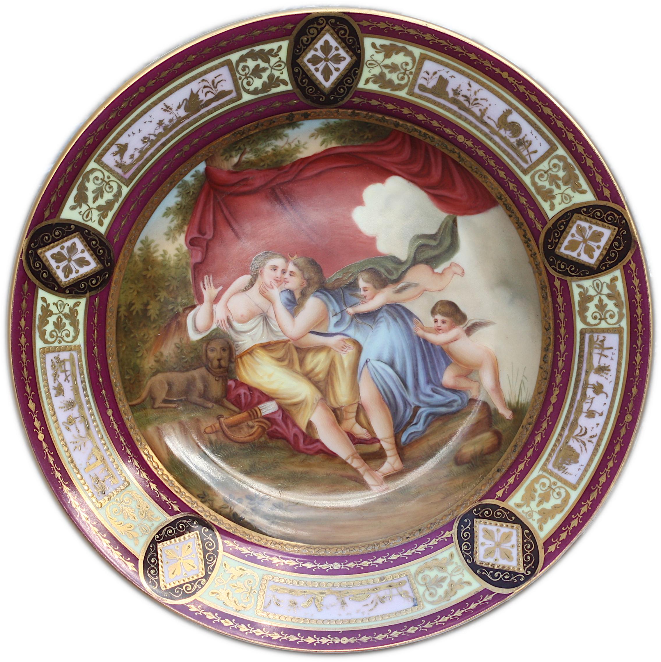 20th Century Berlin Painted and Parcel Gilt Porcelain Cabinet Plate For Sale