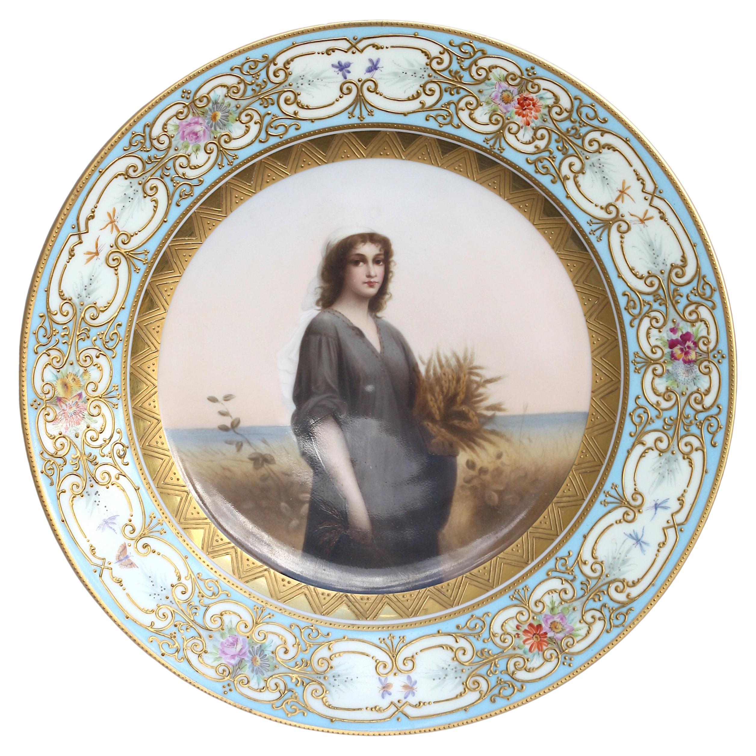 Berlin Painted and Parcel; Gilt Porcelain Cabinet Plate For Sale