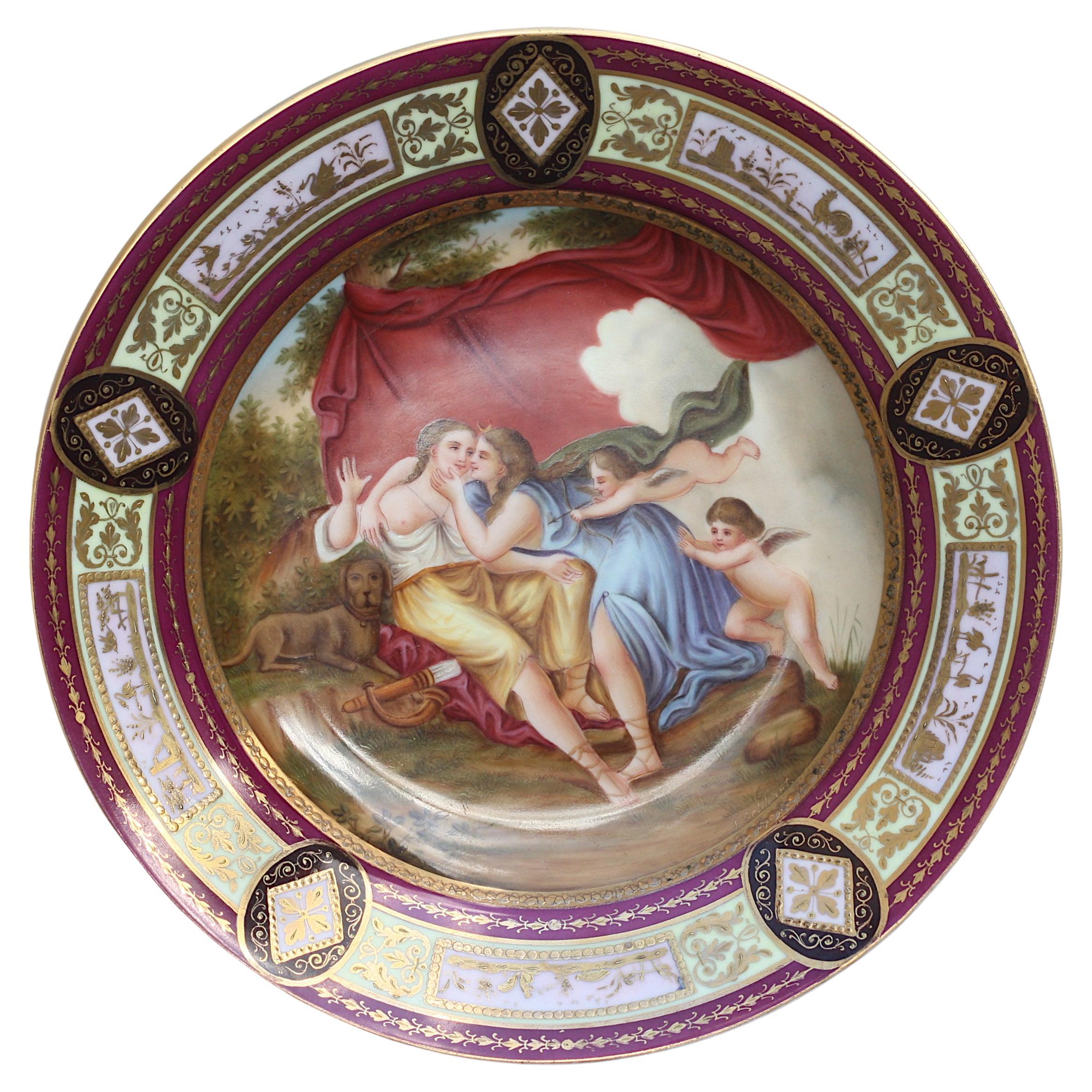 Berlin Painted and Parcel Gilt Porcelain Cabinet Plate  For Sale