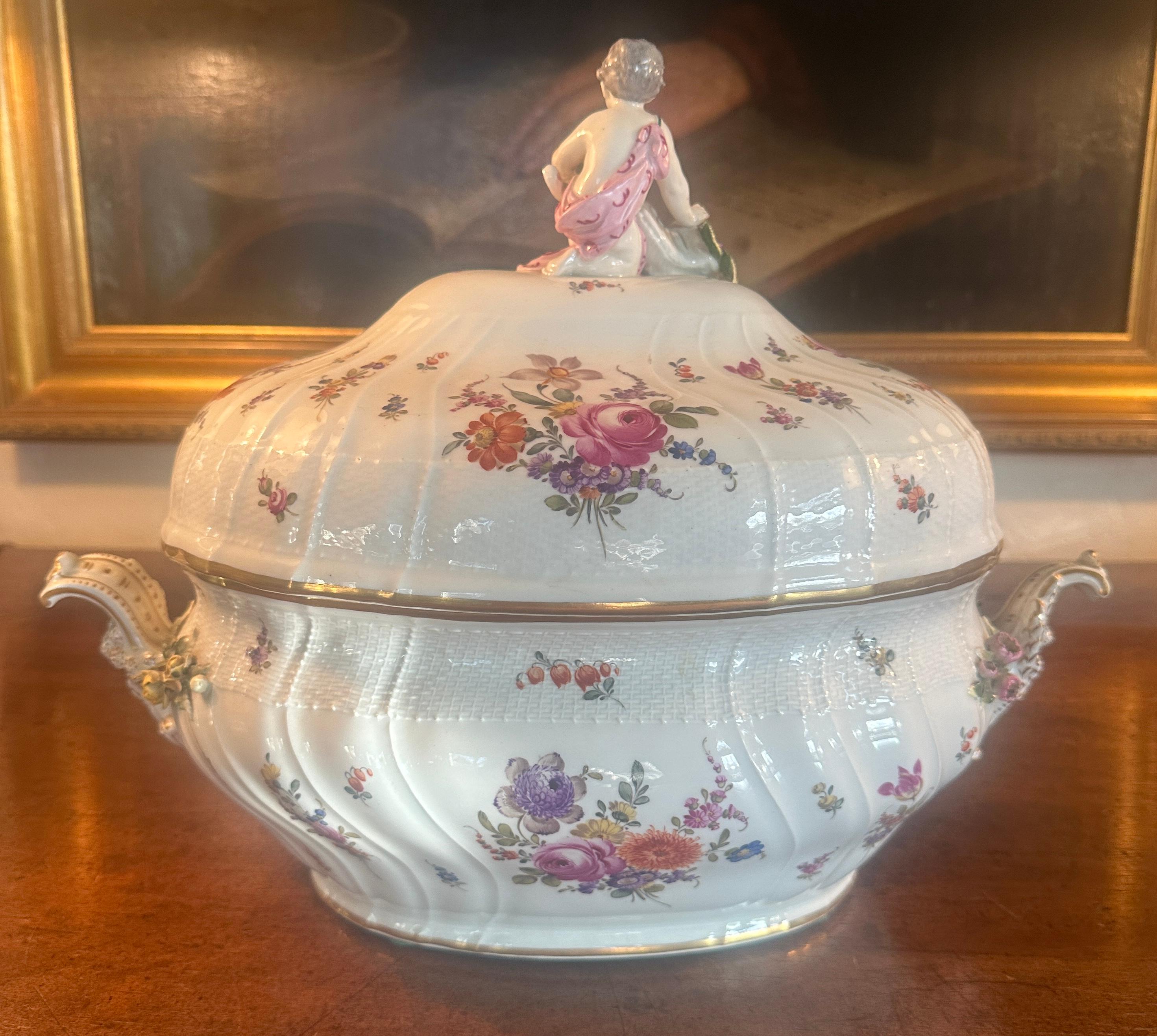 Rococo Berlin Porcelain Tureen, by KPM, Beautifully Decorated For Sale