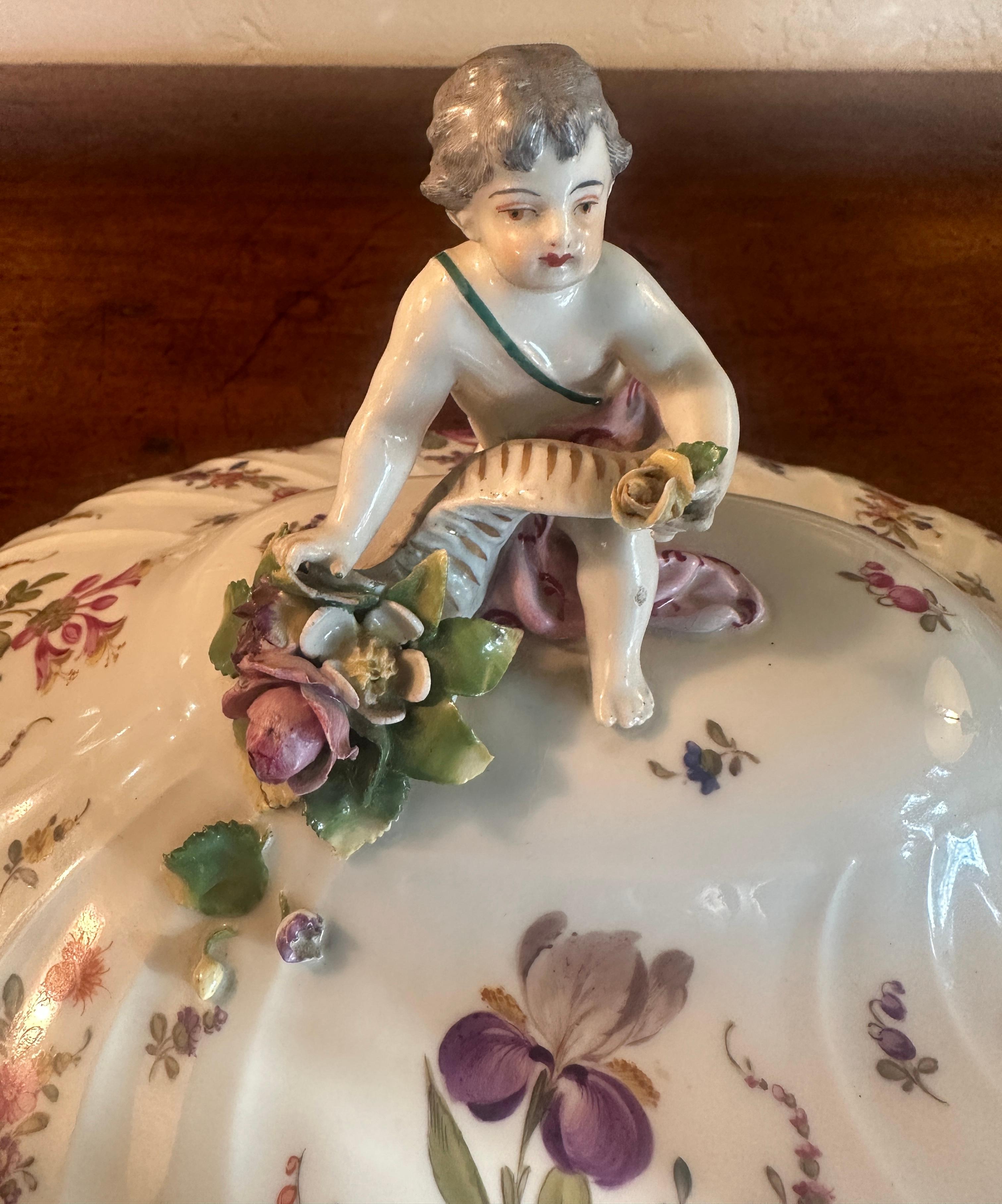 18th Century Berlin Porcelain Tureen, by KPM, Beautifully Decorated For Sale