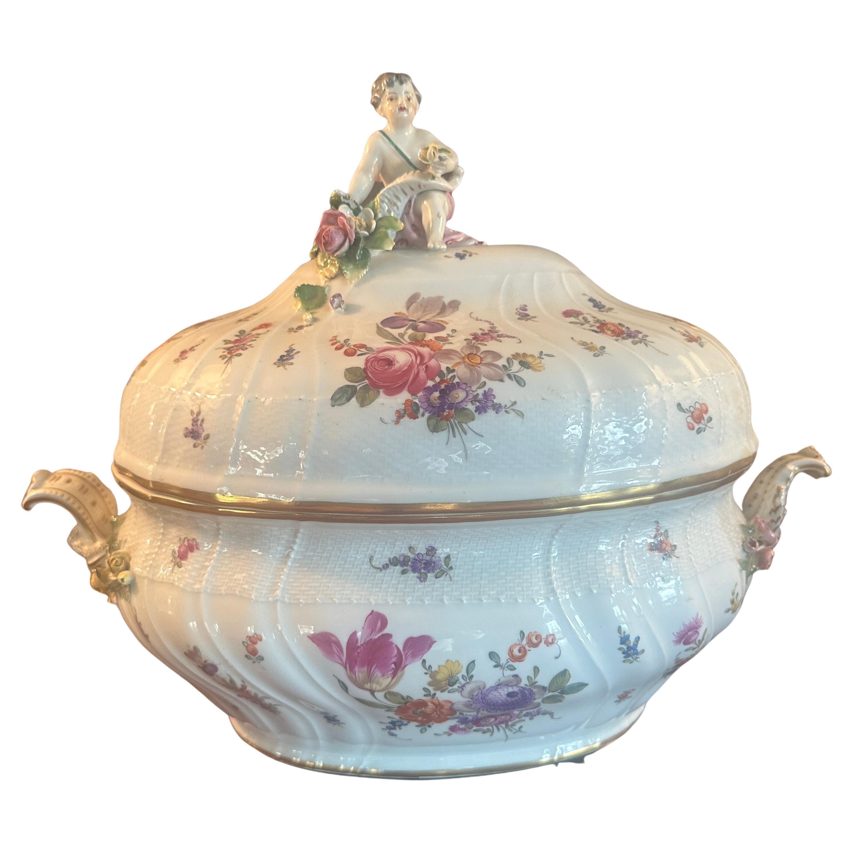 Berlin Porcelain Tureen, by KPM, Beautifully Decorated For Sale