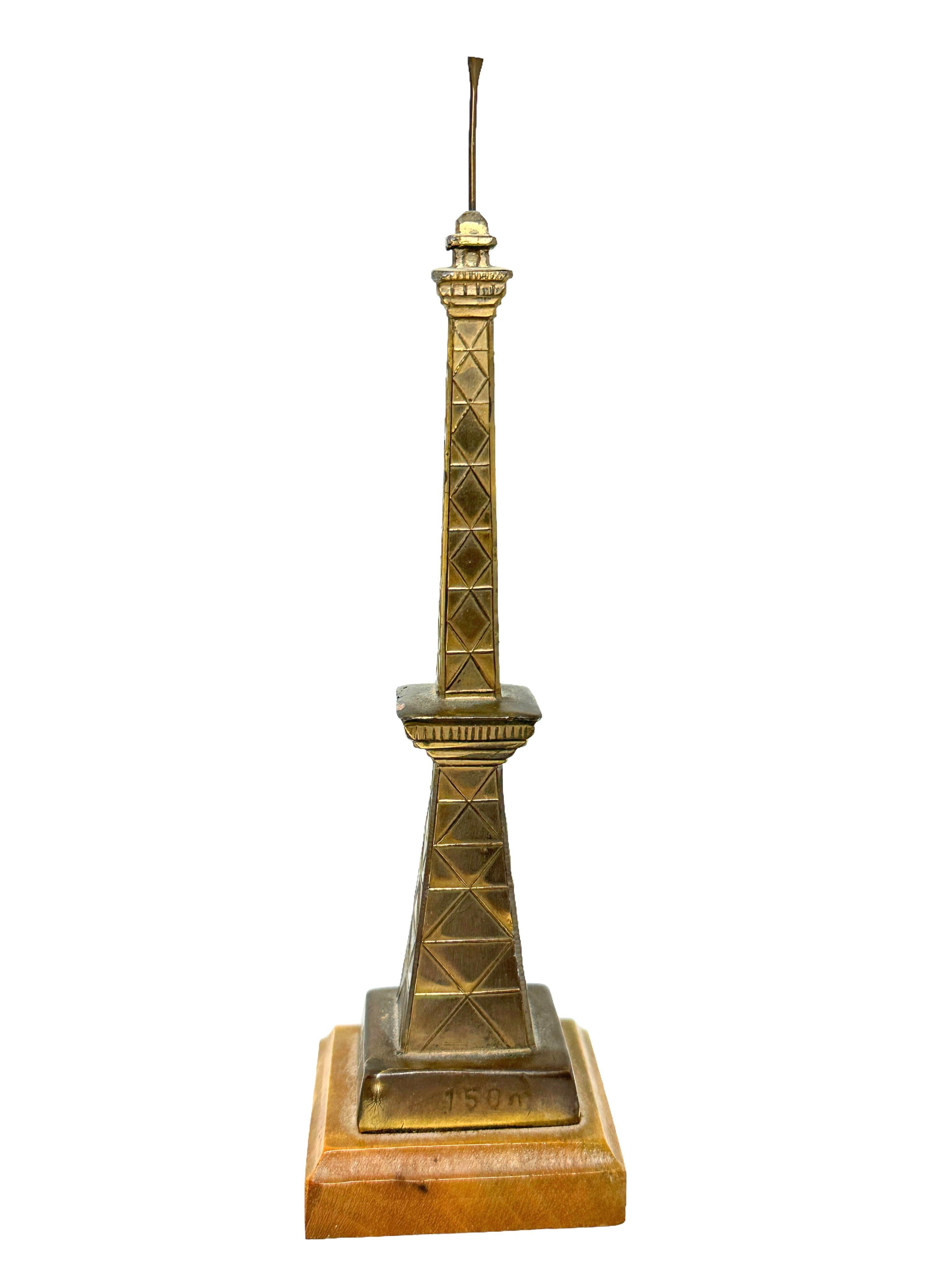 Scaled model of the Berlin Radio tower. Rare collectible in metal on a wooden base. A nice architectural sculpture for every living or desktop. Made in the 1930s this item will be a nice addition to any collection.