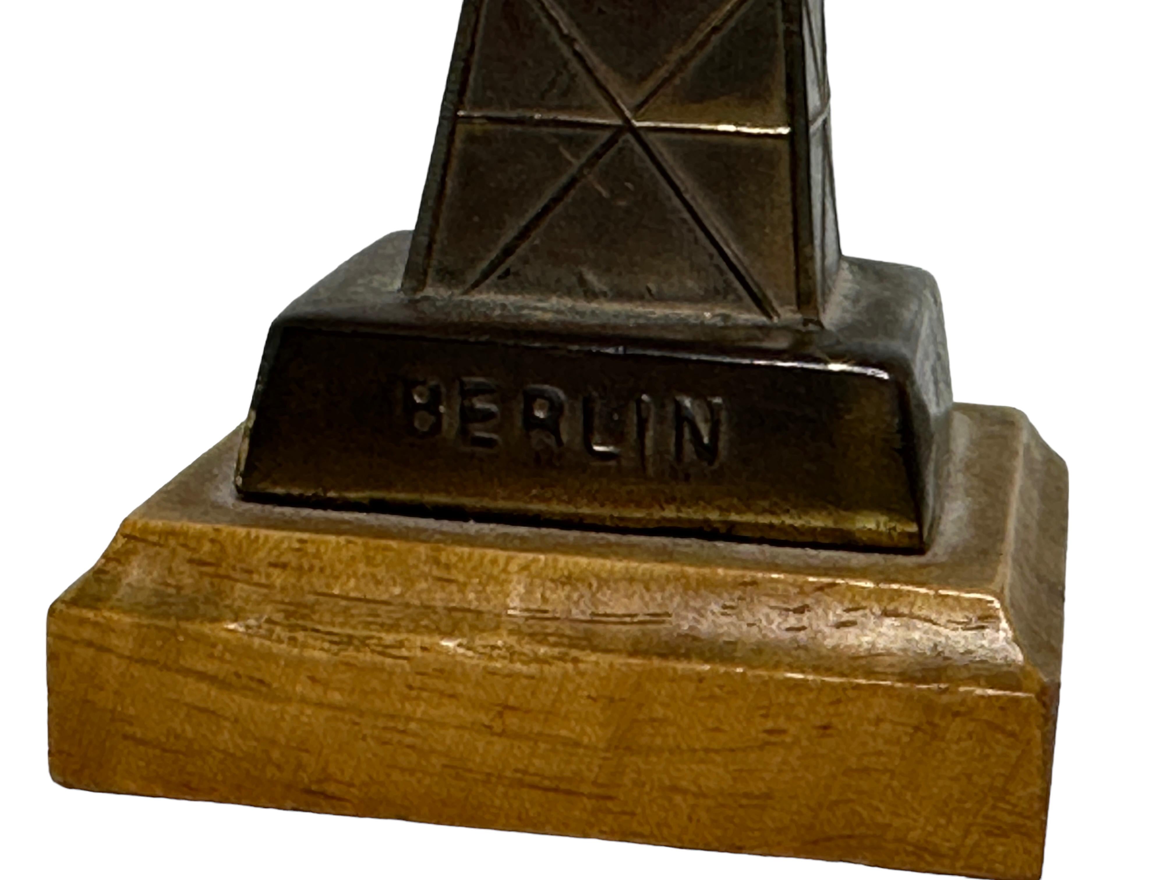 Hand-Crafted Berlin Radio Tower Brass on Wooden Base Scale Design Model, 1930s For Sale