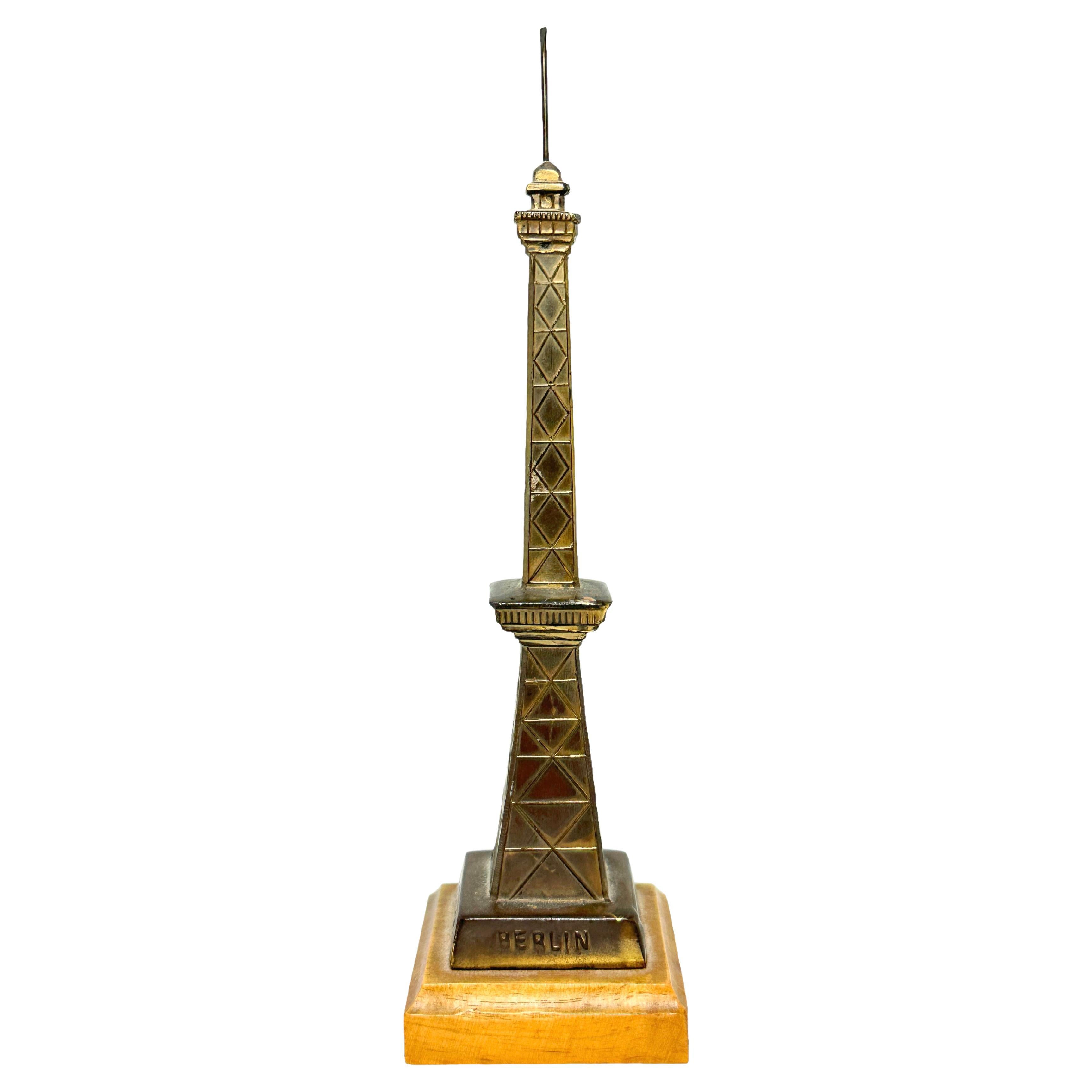 Berlin Radio Tower Brass on Wooden Base Scale Design Model, 1930s For Sale