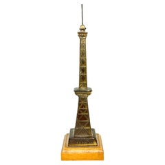 Vintage Berlin Radio Tower Brass on Wooden Base Scale Design Model, 1930s