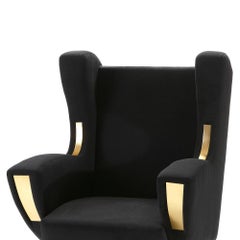 Sillón Berliner con tejido de terciopelo negro