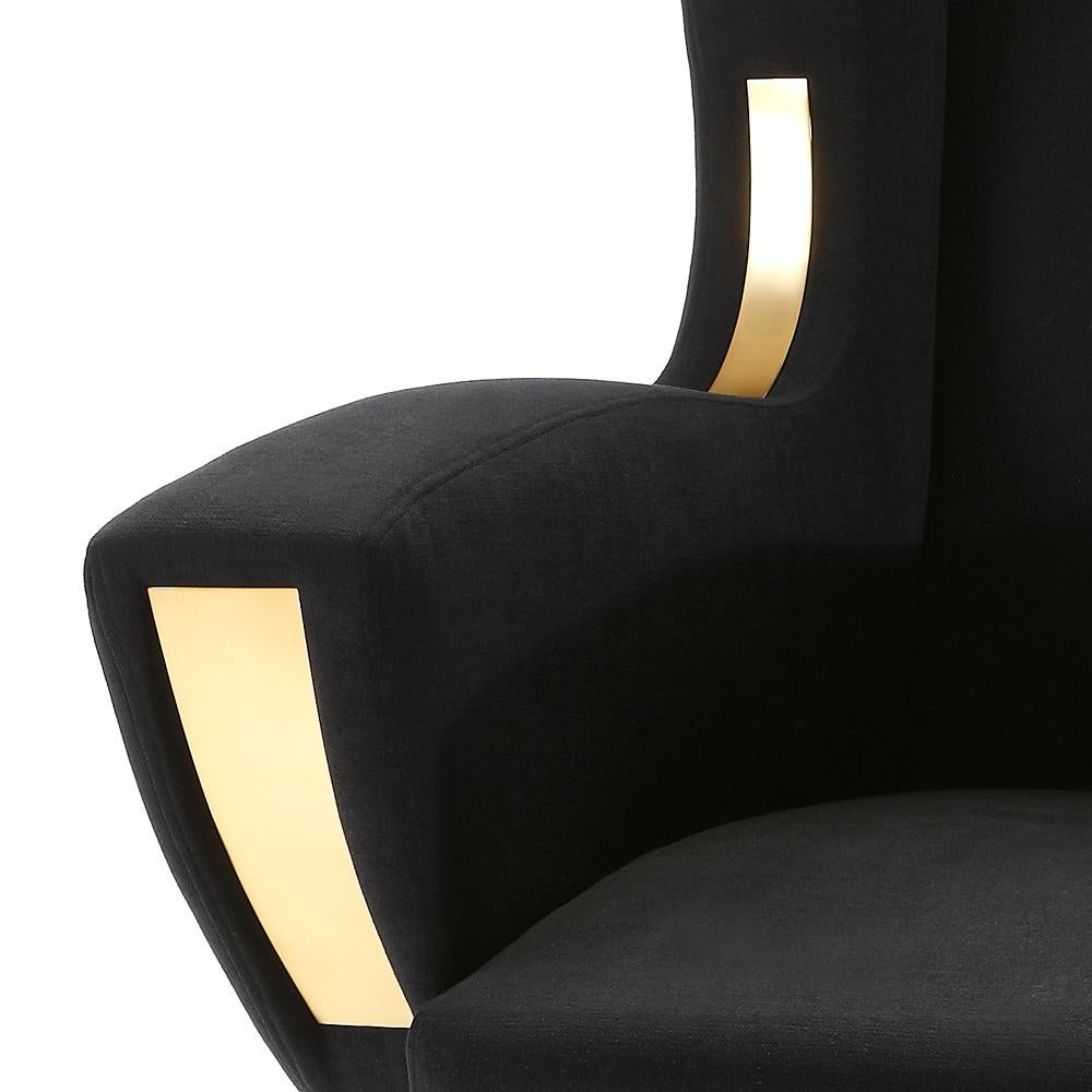 Contemporary Berliner Armchair with Black Velvet Fabric For Sale