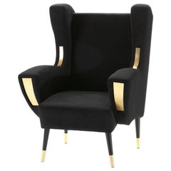 Fauteuil Berliner avec tissu en velours noir