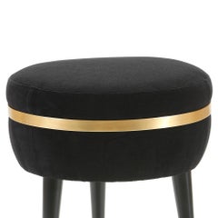 Berliner Stool with Black Velvet Fabric