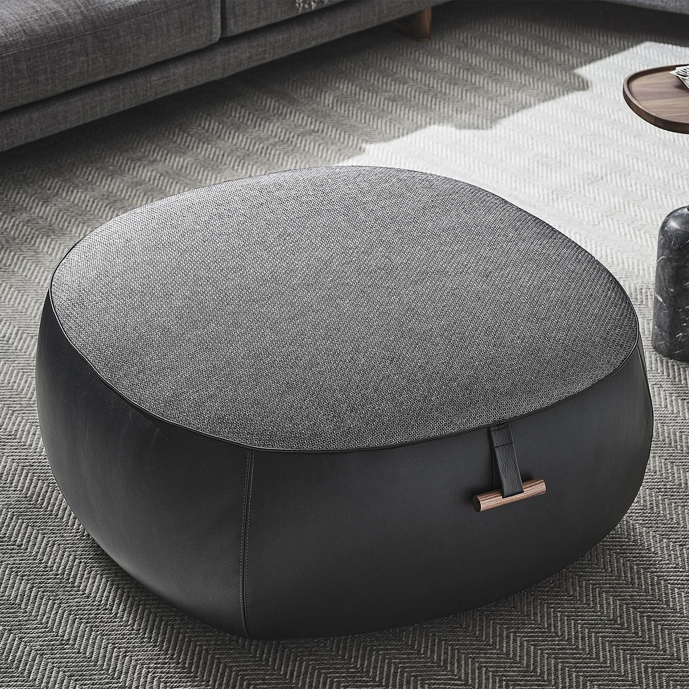 Leather Berlingo Big Pouf For Sale