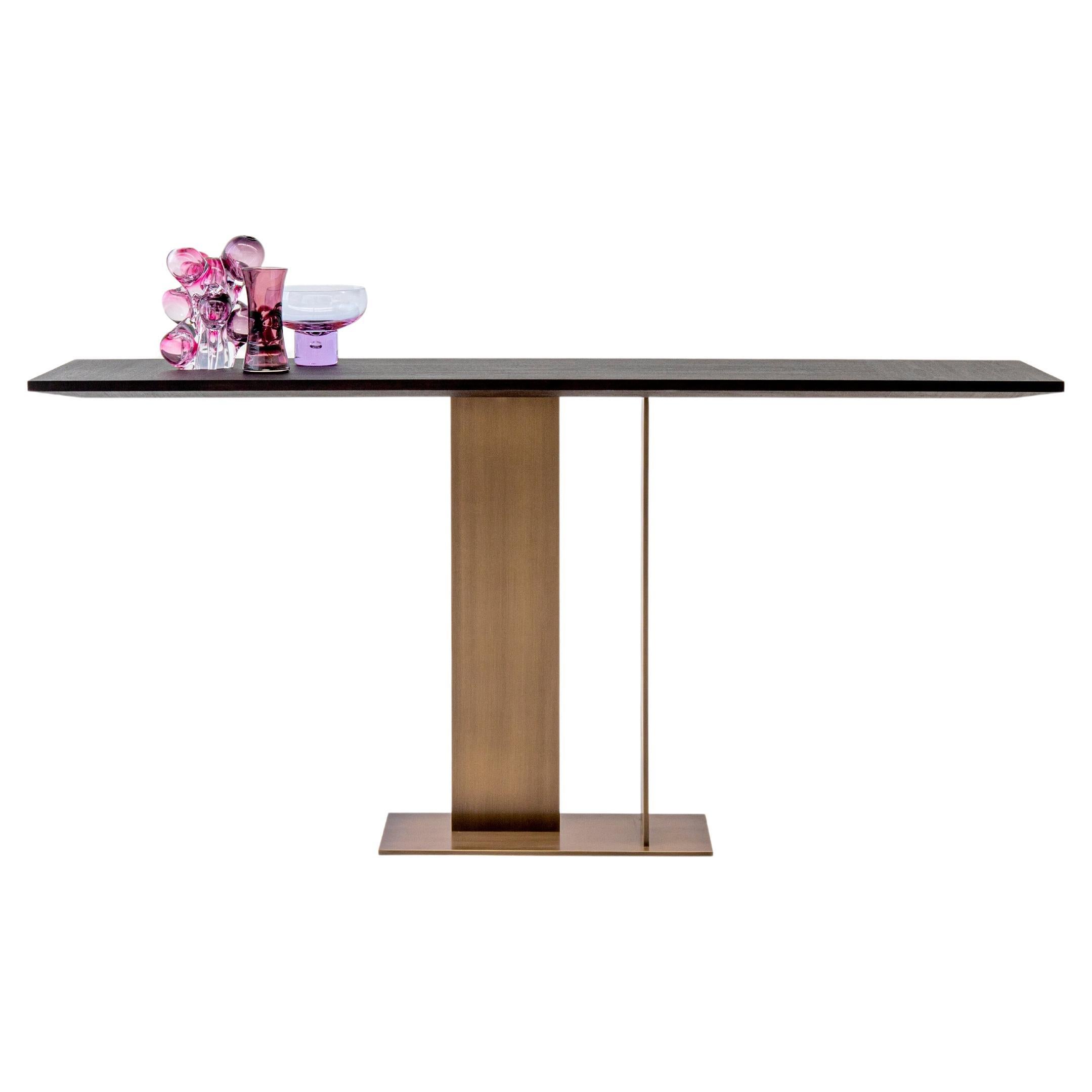 Consola de metal Berlino 150 Matt English Mahogany AND Light Bronze by Casa Casati