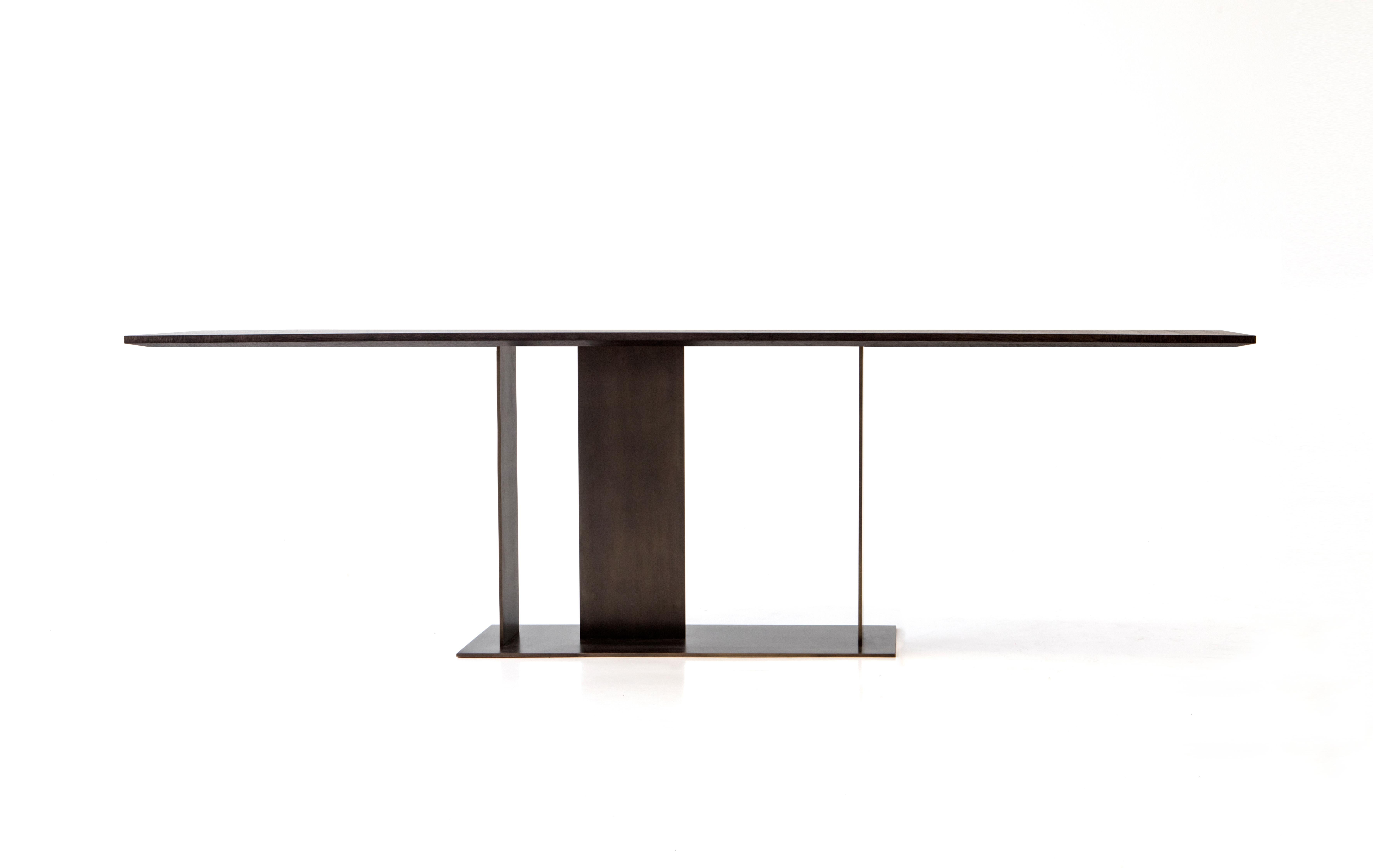 Berlino 250 Matt Grey Oak And Light Bronze Metal Maxi Console by Casa Casati
Dimensions: D 50 x W 250 x H 74 cm. 
Materials: MDF, lacquer, brass, bronze, oak, and iron.

Available in different materials and size options. Please contact us.

The