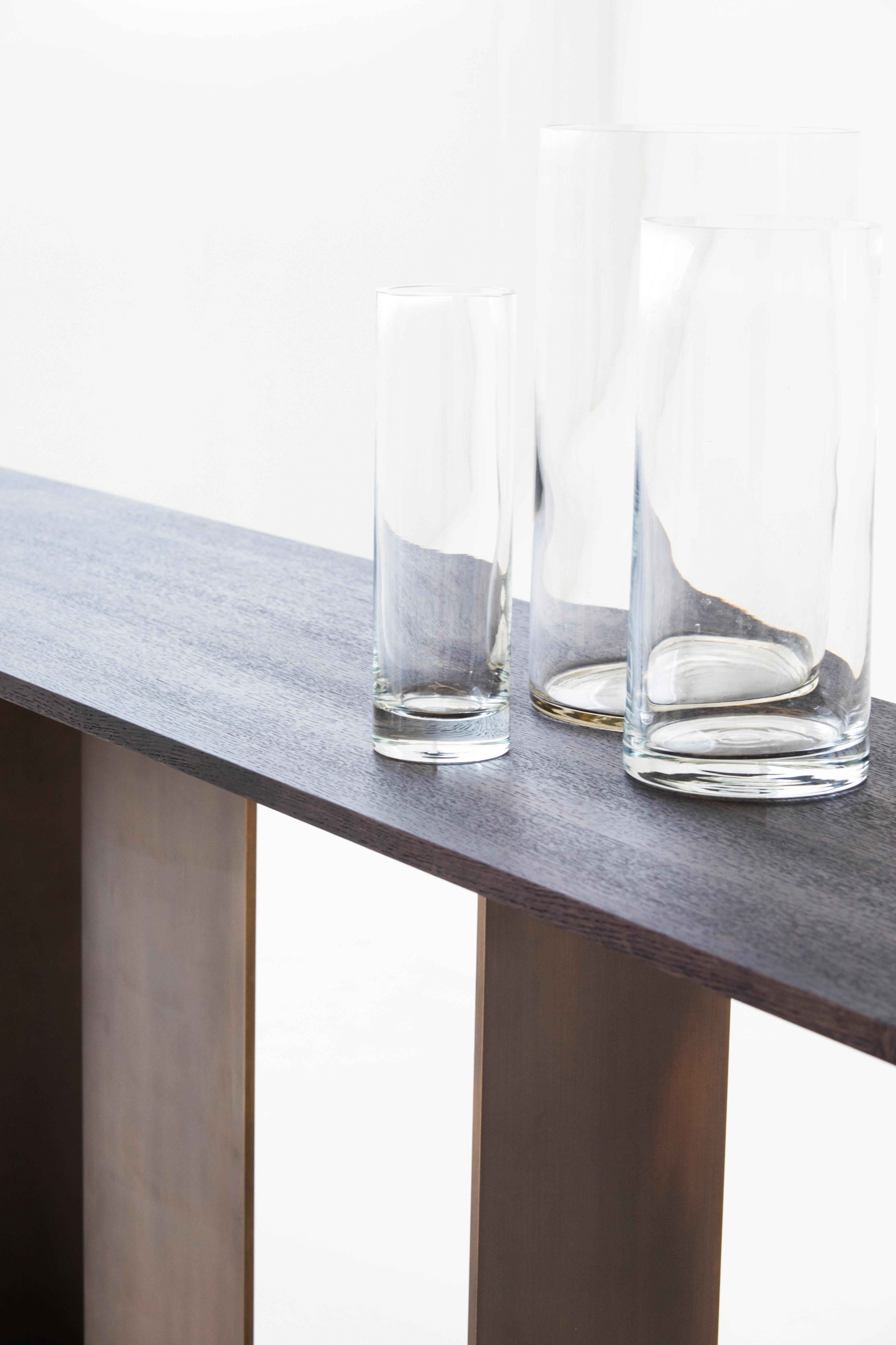 Post-Modern Berlino 250 Matt Grey Oak And Light Bronze Metal Maxi Console by Casa Casati For Sale