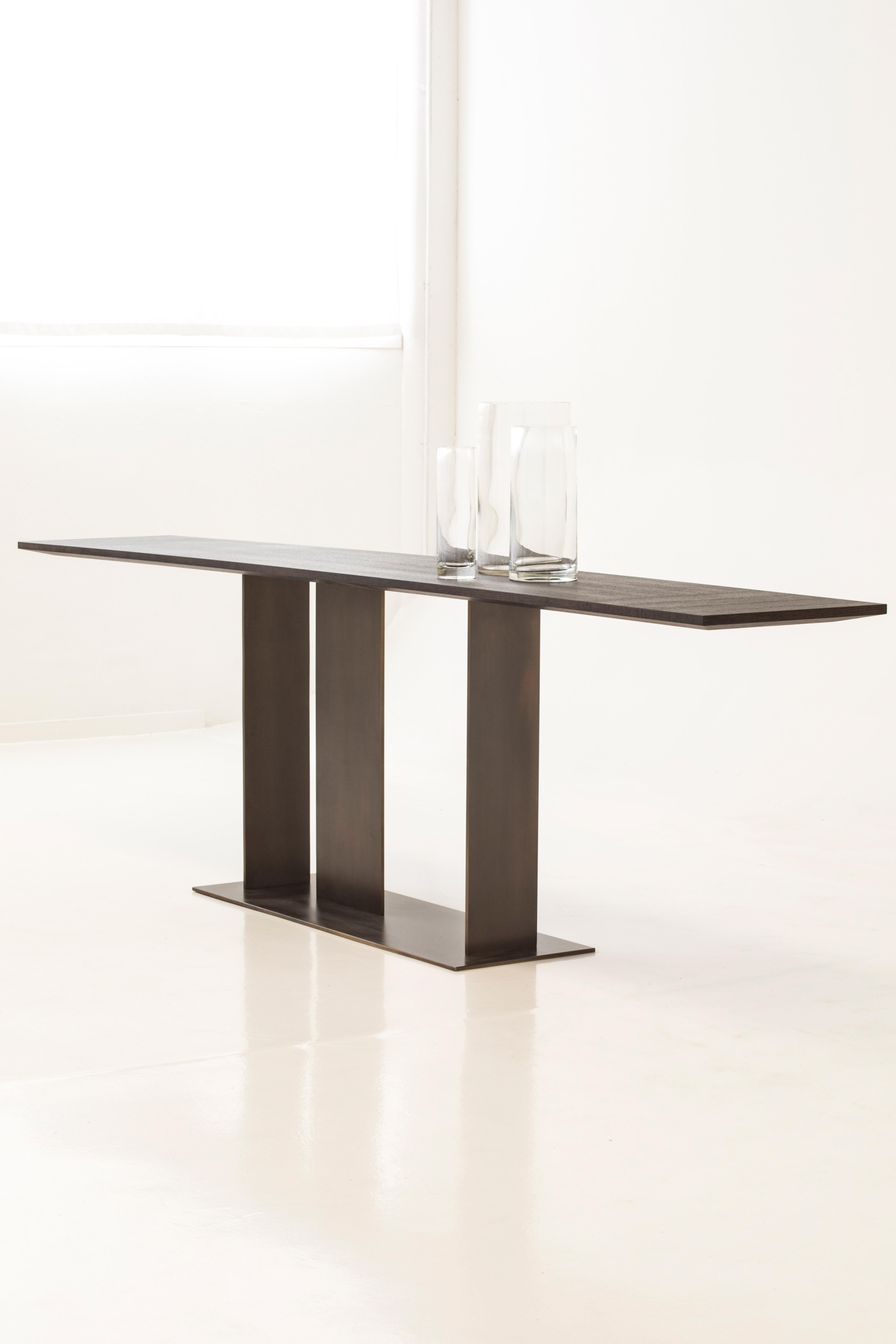 Other Berlino 250 Matt Grey Oak And Light Bronze Metal Maxi Console by Casa Casati For Sale