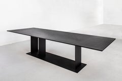 Berlino 300 Matt Grey Oak Top And Matt Black Metal Base Table by Casa Casati