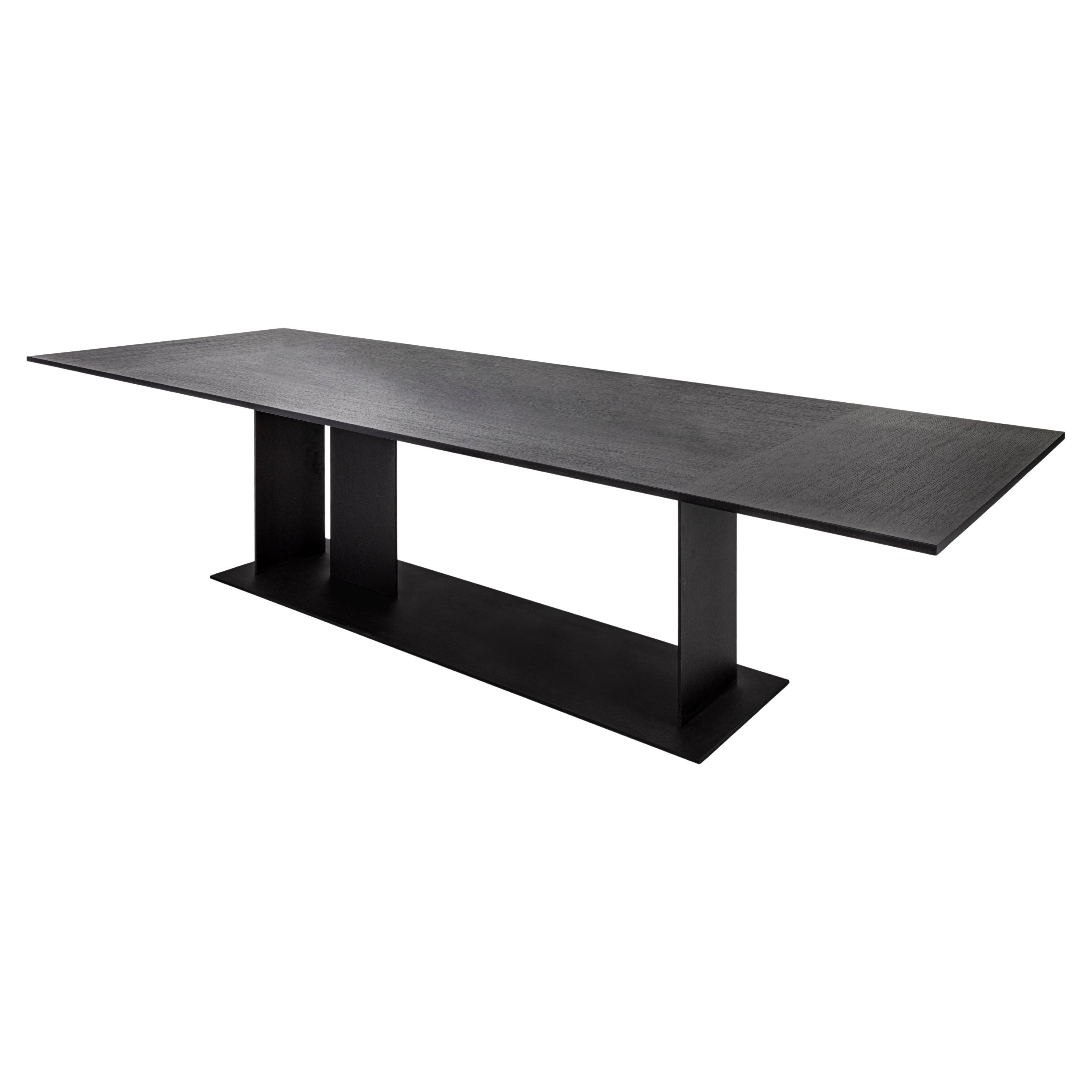 Table Berlino 300 à plateau en Oak Oak gris mat et base en métal noir mat par Casa Casati
