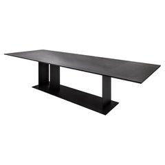 Berlino 300 Matt Grey Oak Top And Matt Black Metal Base Table by Casa Casati