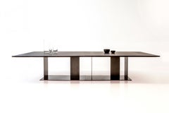 Berlino Maxi 360 Matt Grey Oak Top And Bronze Metal Base Table by Casa Casati